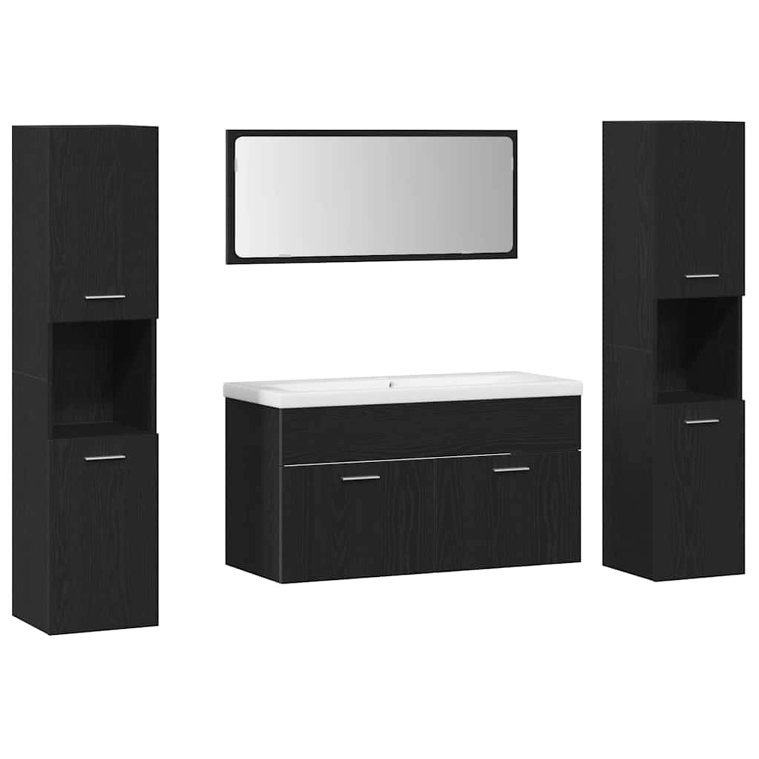 vidaXL Badezimmermöbel Set 5-Tlg Schwarz Eichen-Optik 30 x 30 x 130 cm 3334 günstig online kaufen