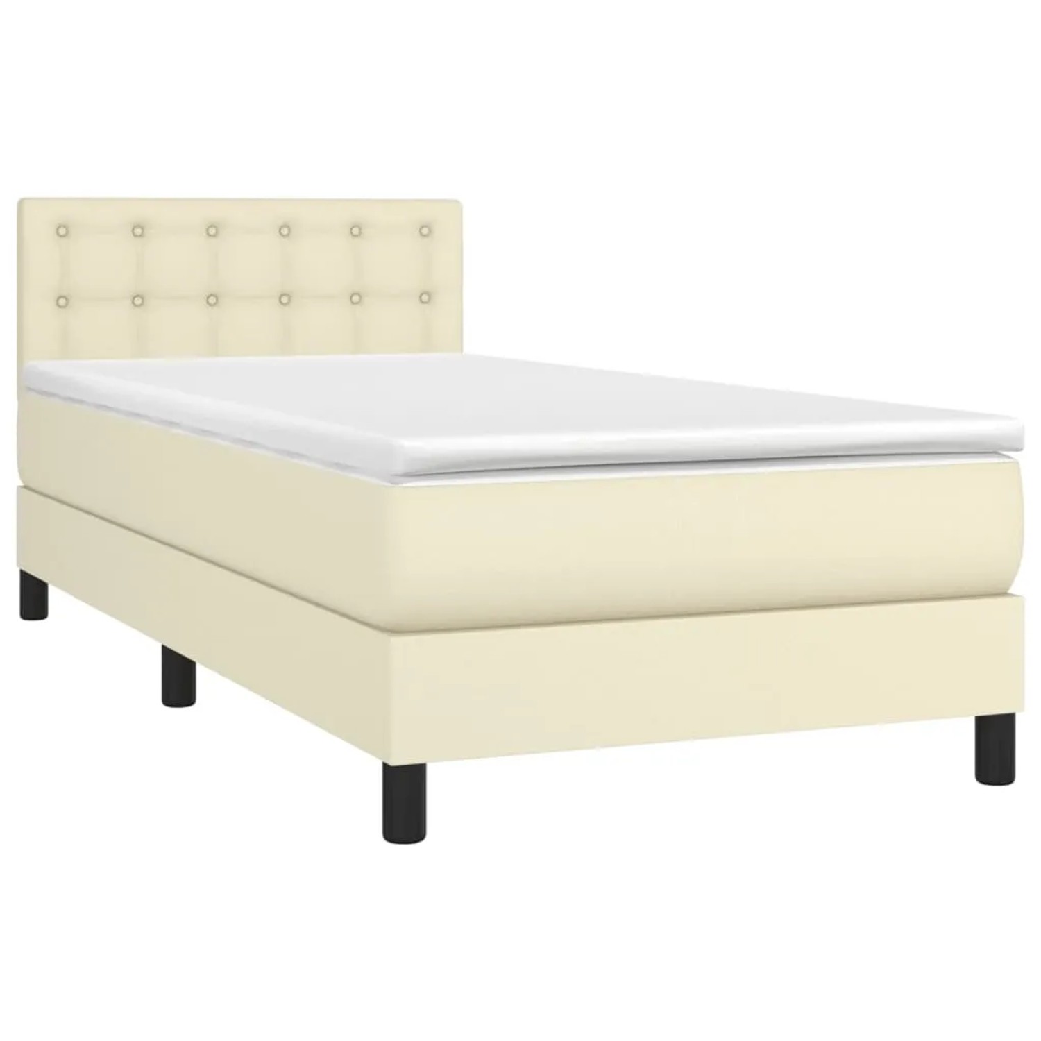 vidaXL Boxspringbett mit Matratze & LED Creme 90x200 cm Kunstleder 3134203