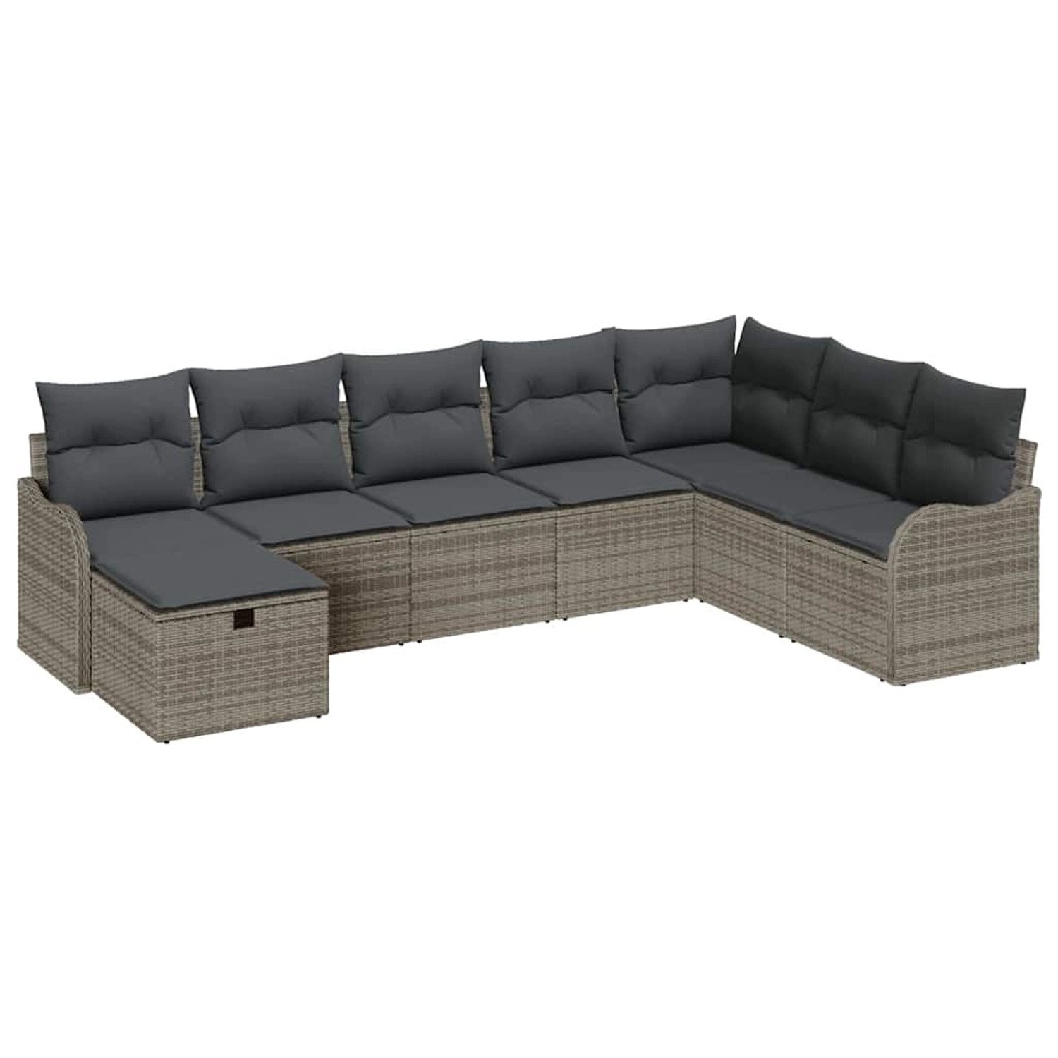 vidaXL Garten-Sofa-Set mit Kissen mit Speicher 8-Tlg Grau Poly Rattan 33603 günstig online kaufen