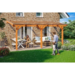 Skan Holz Terrassenüberdachung Andria 541 x 350 cm Leimholz Eiche hell