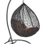 Grauer Home Deluxe Hängesessel Cielo aus Polyrattan mit Gestell und Regenschutz.