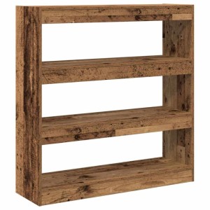 vidaXL Bücherregal in Altholz-Optik aus Holzwerkstoff mit 3 offenen Fächern, 100x30x103 cm.