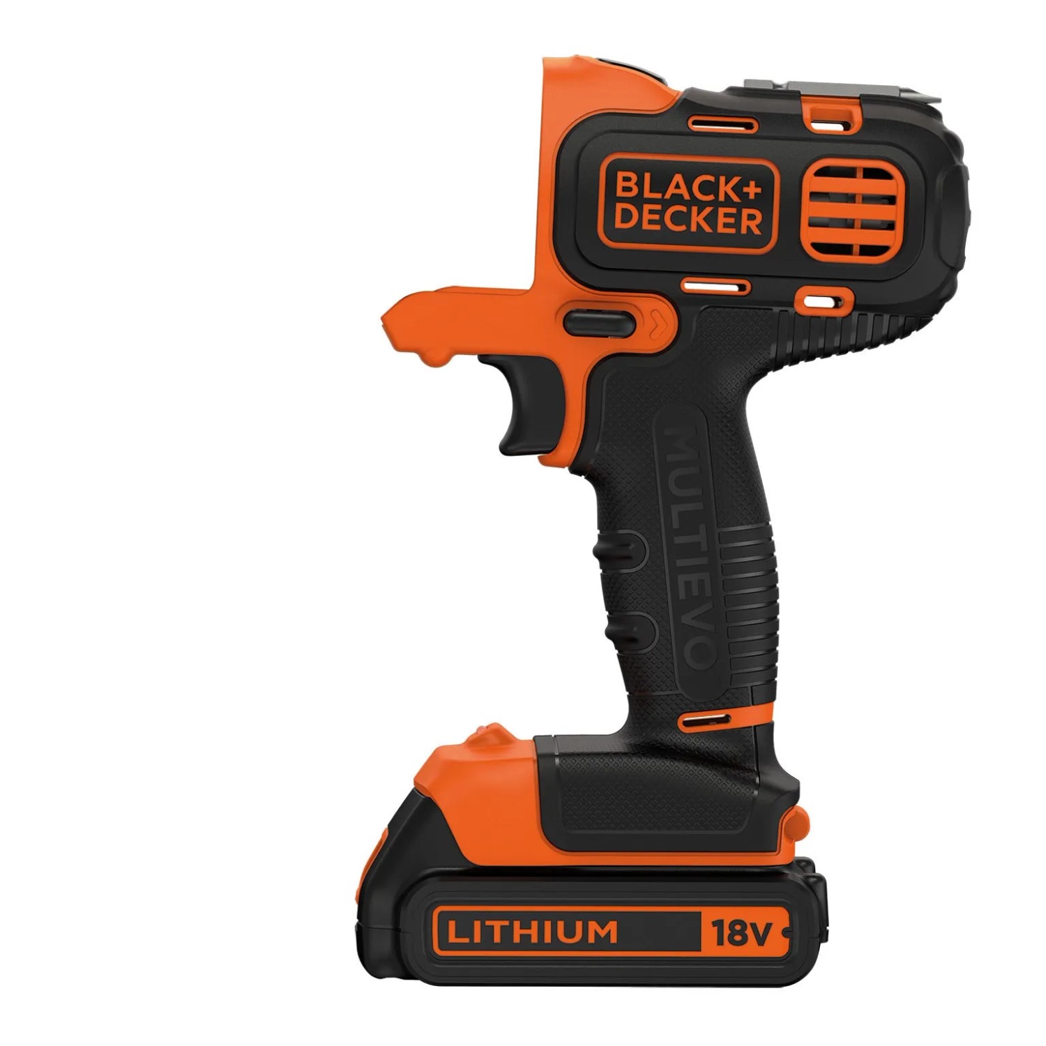 Black+Decker Multievo Multifunktionswerkzeug-Set MT218K mit Akku und Bohrschrauber-Kopf.
