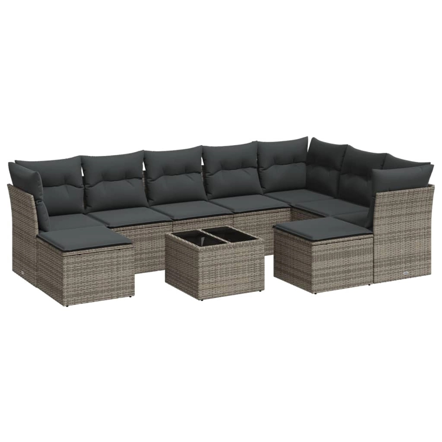 vidaXL 10-Tlg Garten-Sofagarnitur mit Kissen Grau Poly Rattan 3218580 günstig online kaufen