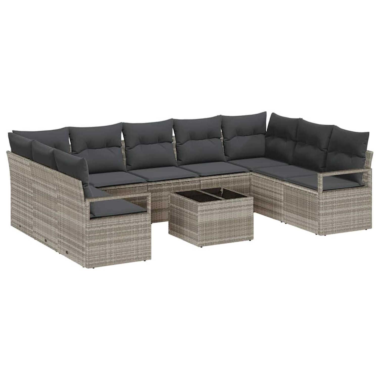 vidaXL Garten-Sofa-Set 10-Tlg Hellgrau Poly Rattan 3346552 günstig online kaufen