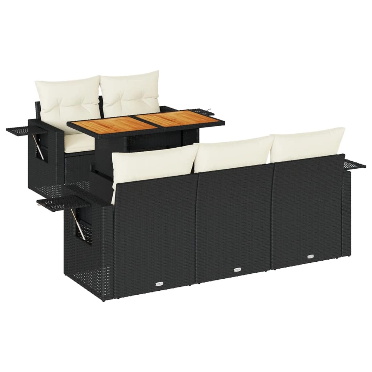 vidaXL 6-Tlg Garten-Sofagarnitur mit Kissen Schwarz Poly Rattan 3327101 günstig online kaufen