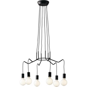 Schwarzer Luce Design Kronleuchter Habitat, 6-flammig, Ø 66 cm. Elegante Pendelleuchte.
