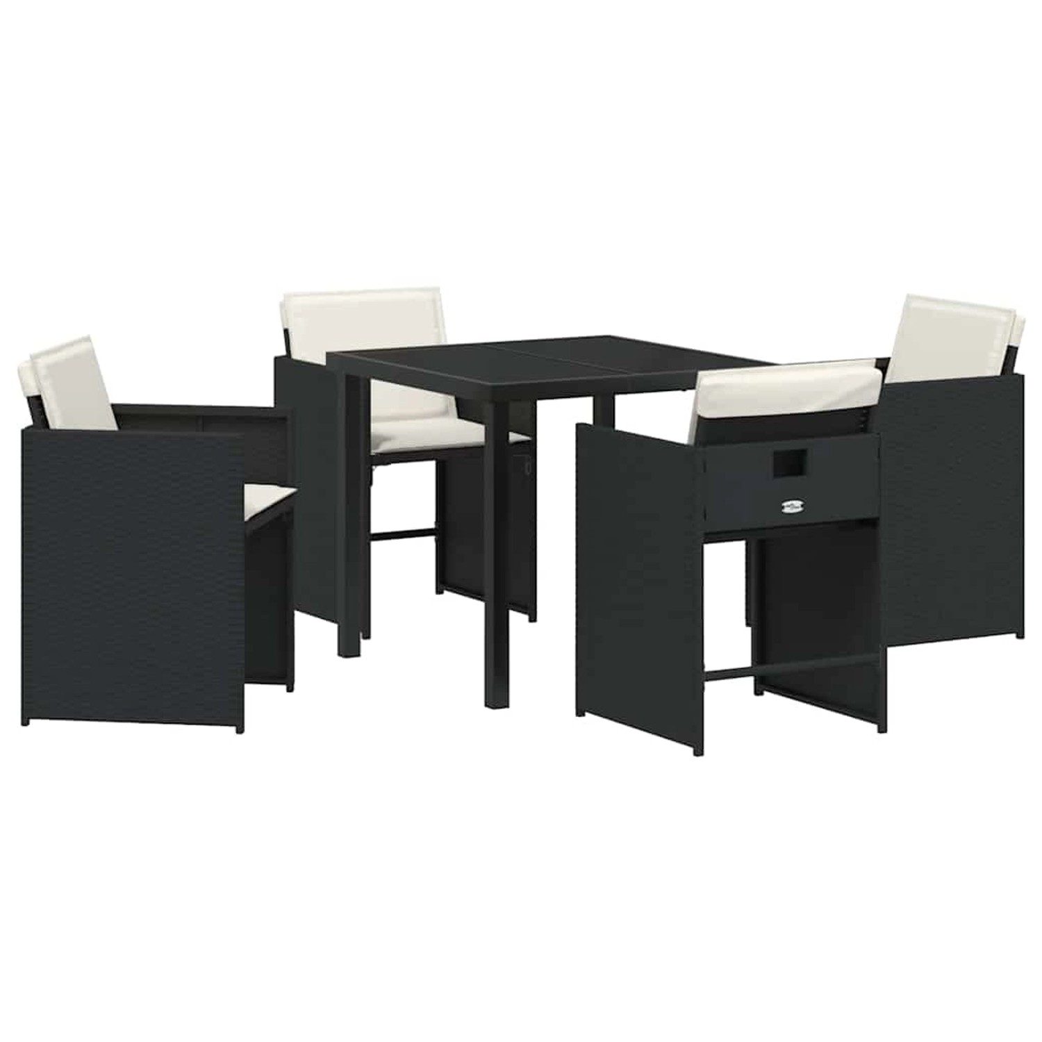 vidaXL 5-Teilige Garten-Essgruppe mit Kissen Schwarz Poly Rattan 3379972 günstig online kaufen