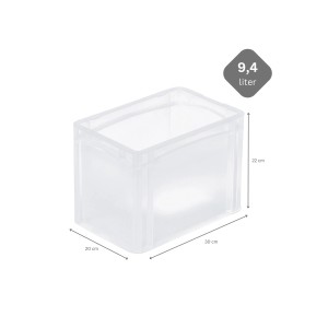 Transparente Eurobox BasicLine, 9,4 Liter, mit geschlossenem Griff und Klickdeckel. Aufbewahrungsbox für Industrie und Gewerbe.