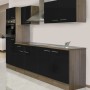 Respekta Küchenzeile KB270EYS, 270 cm, Schwarz Seidenglanz/Eiche York Nachbildung mit E-Geräten.