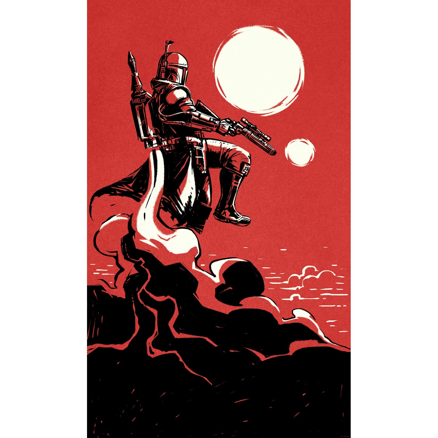 Komar Vlies Fototapete Star Wars Boba Fett The Bounty Hunter Rot günstig online kaufen
