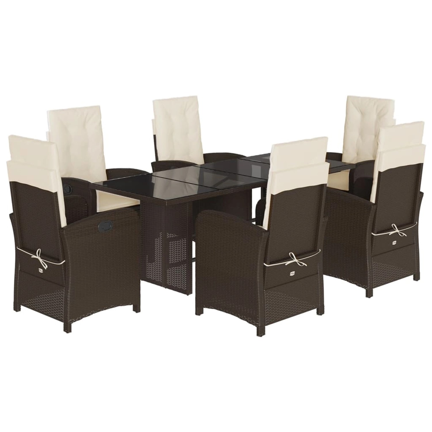 vidaXL 7-Tlg Garten-Essgruppe mit Kissen Braun Poly Rattan 3212254 günstig online kaufen