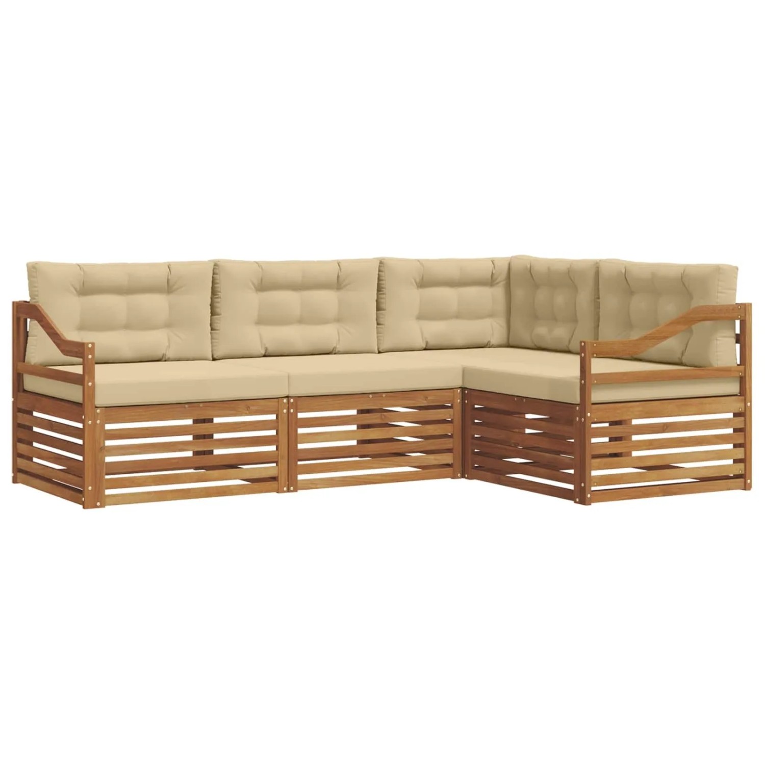 vidaXL Outdoor-Sofagarnitur mit Kissen 4-Tlg Natur und Beige 3373398