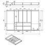 Technisches Diagramm SOTECH ORGA-BOX 3 Bambus Besteckeinsatz, 10 Fächer, Maße 473x797x56 mm für 90er Schublade.