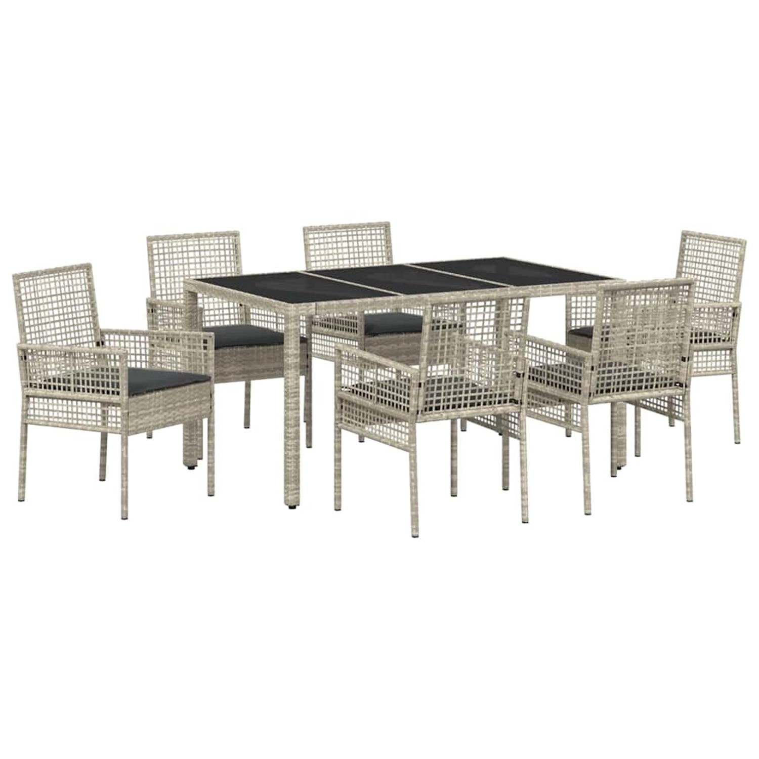 vidaXL Garten Essgruppe 7-Tlg Hellgrau Poly Rattan 3334898 günstig online kaufen