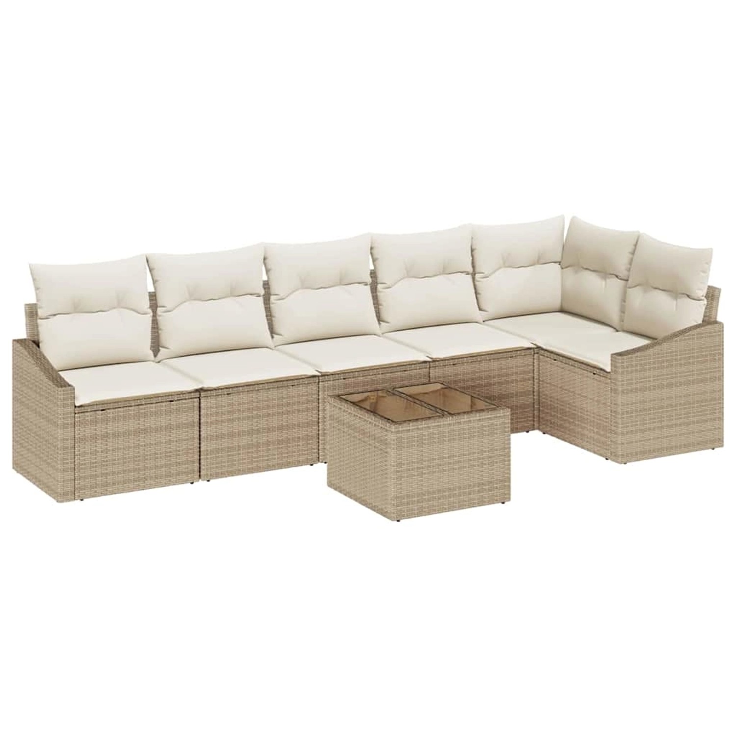 vidaXL Garten-Sofa-Set 7-Tlg Beige Poly Rattan 3346751 günstig online kaufen