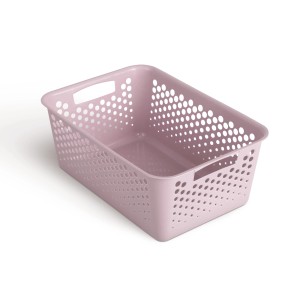 Rosa ProHome Aufbewahrungskorb, 10L, aus Kunststoff mit Lochmuster für Badaccessoires.