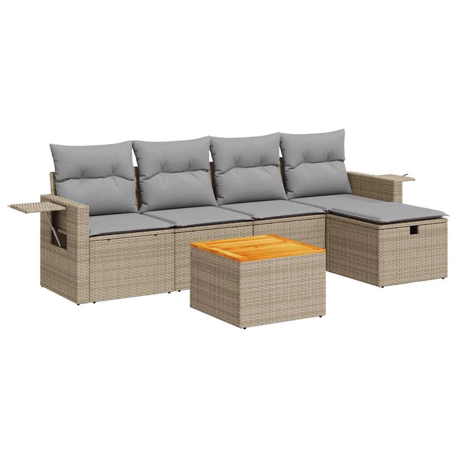 vidaXL 6-Tlg Garten-Sofagarnitur mit Kissen Beige Poly Rattan 3325811 günstig online kaufen