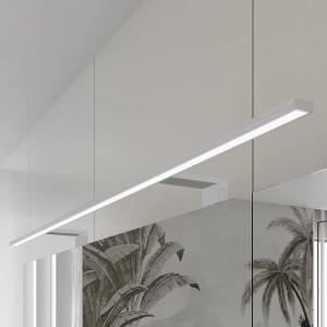 Silbergraue Spectraline LED Spiegelleuchte, 120cm, für Bad & Feuchtraum, warmweißes Licht.