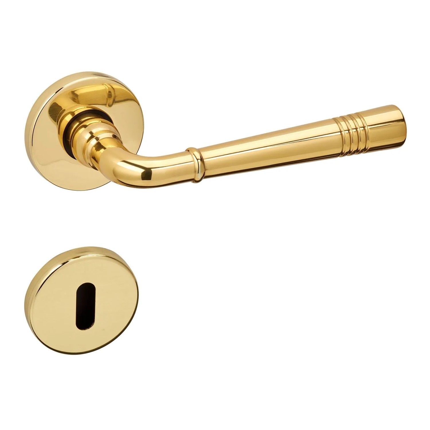 Thumbnail - SOTECH Türdrücker FREJA Messing Poliert Rosettengarnitur Buntbart BB mit Befestigungsmaterial