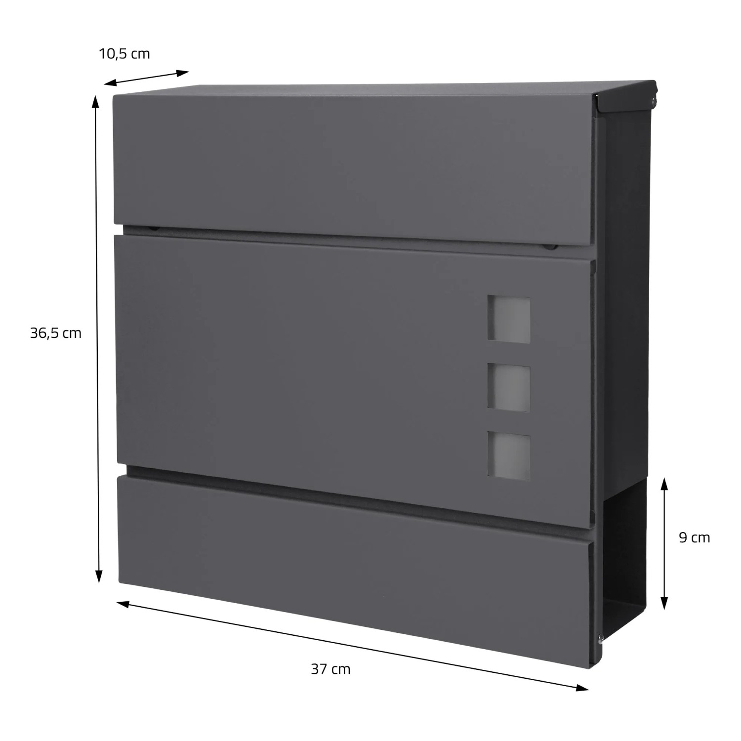 Moderner, anthrazitfarbener Standbriefkasten mit Zeitungsfach und silbernem Pfosten (120cm) von ECD Germany.