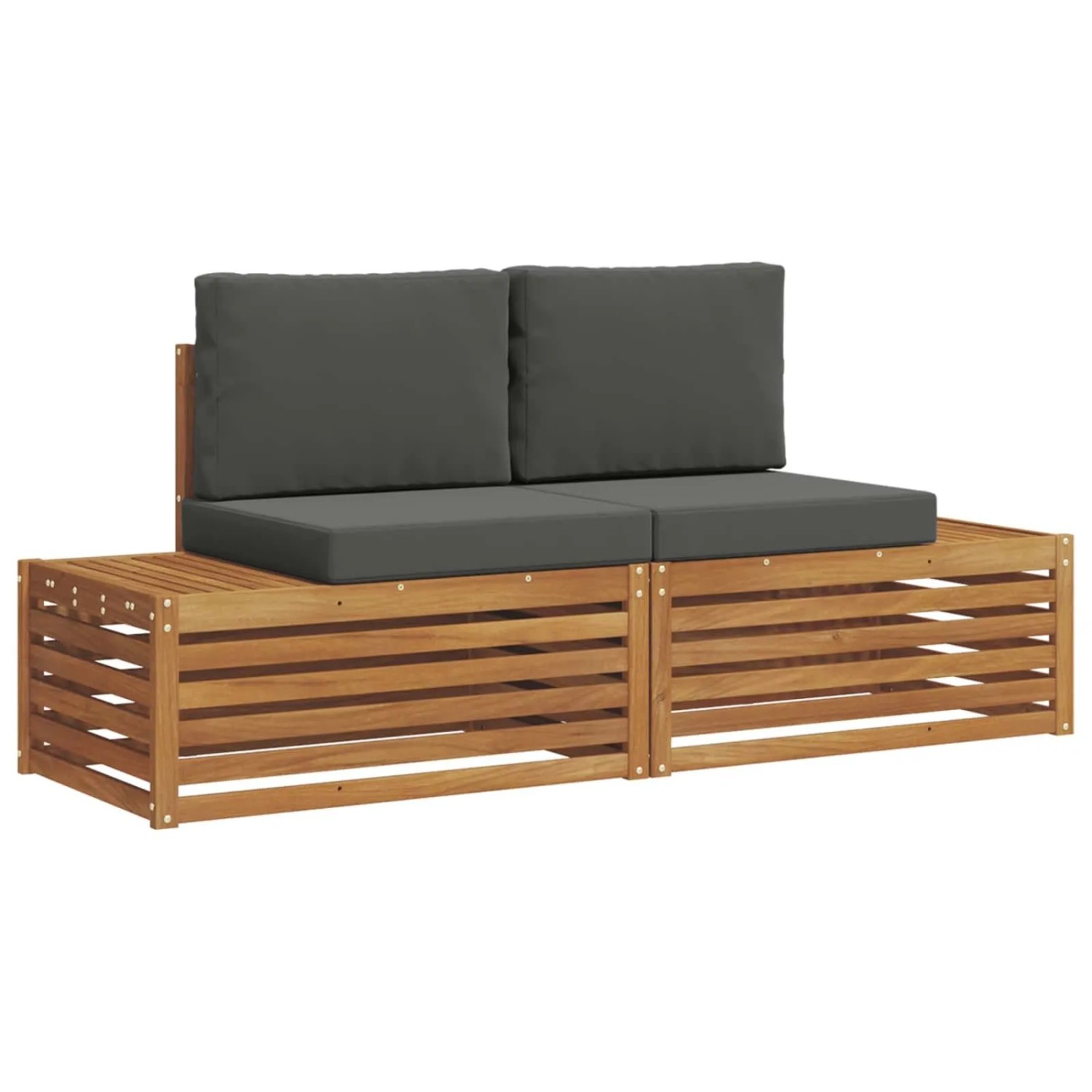 vidaXL Outdoor-Sofagarnitur mit Kissen 2-Tlg Natur und Anthrazit 3375432