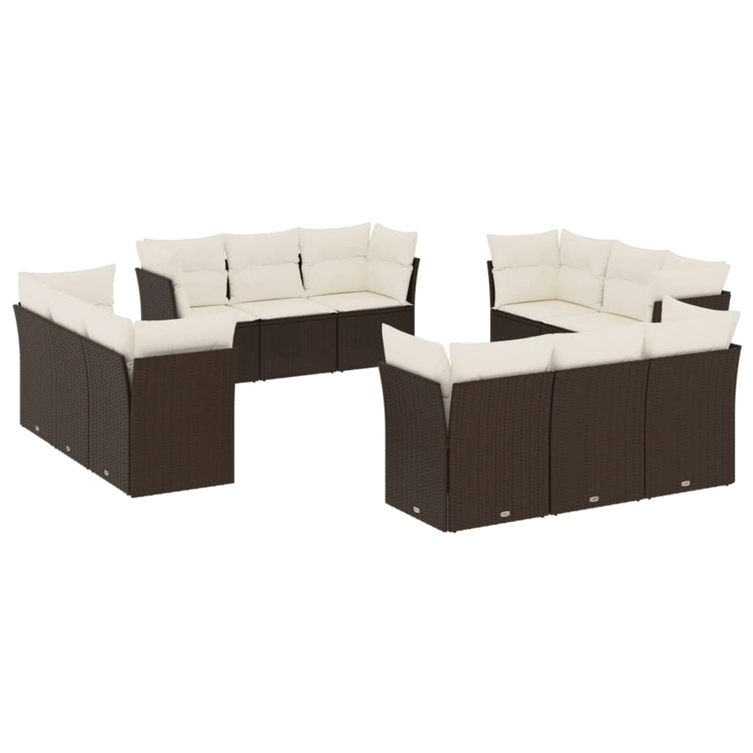 vidaXL 12-Tlg Garten-Sofagarnitur mit Kissen Braun Poly Rattan 3249172 günstig online kaufen