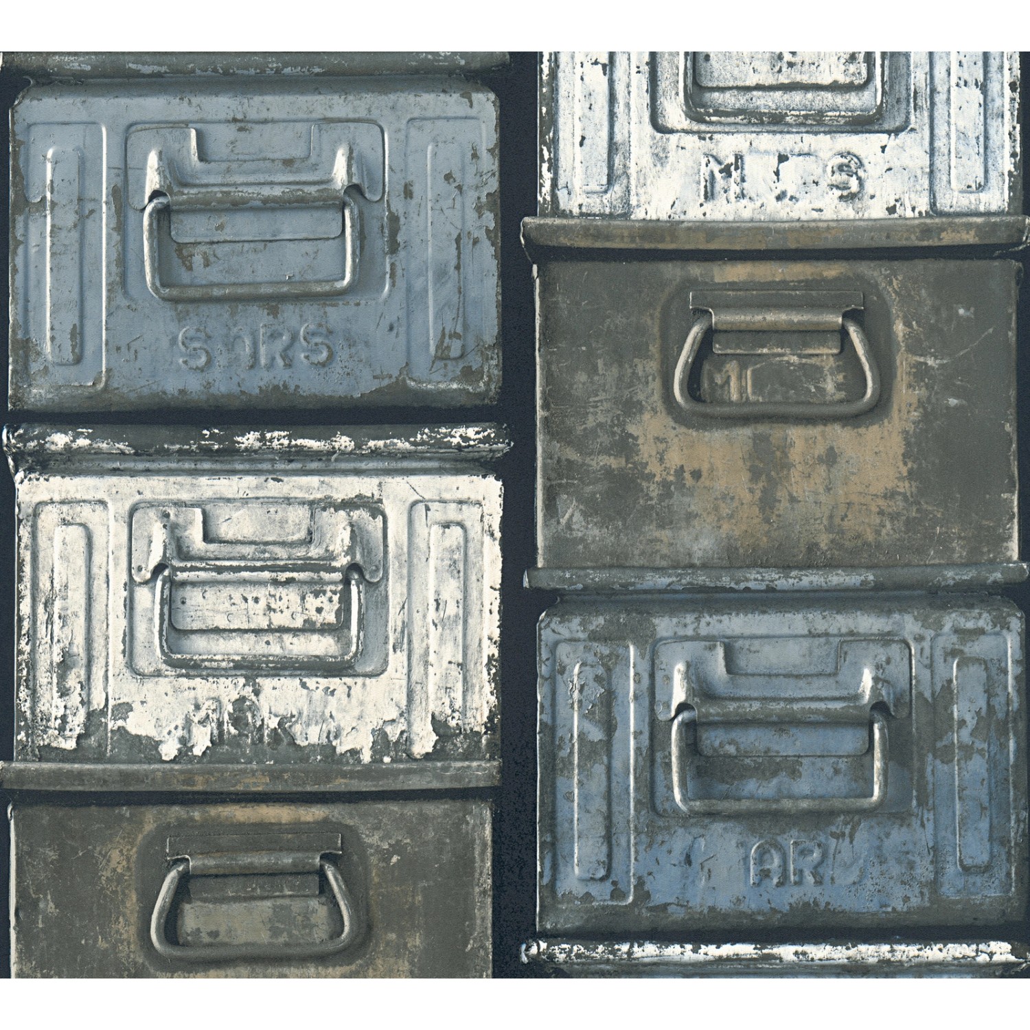 Bricoflor Industrial Tapete in Metalloptik Vintage Vliestapete in Blau und Grau Selbstklebendes Tapeten Panel Ideal für 