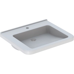 Geberit Renova Comfort Waschbecken, barrierefrei, 65 cm, mit Hahnloch, eckig, aus Sanitärkeramik.