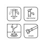 Icons zur baliv Waschtischarmatur WT-151: 360° schwenkbar, UBA/DVGW, Pop-up Ventil, DVGW-Anschlussschlauch.