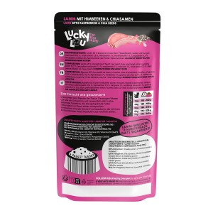 Lucky Lou Katzen-Nassfutter SuperMono Lamm, 125g Packung.