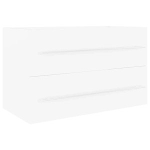 Weißer vidaXL Waschbeckenunterschrank (80x38,5x48 cm) aus Holzwerkstoff mit Schublade.