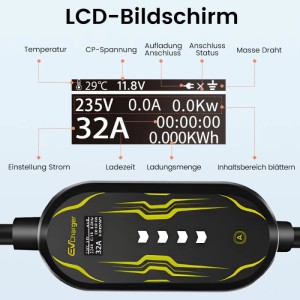 Junsun 7kW EV Ladestation mit LCD-Display und CEE Stecker, Zubehör für Batterien & Akkus