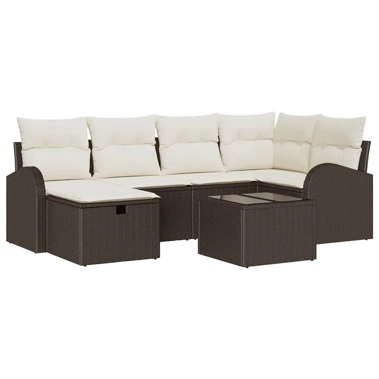 vidaXL Sofa Set mit Kissen mit Speicher Braun und Creme Poly-Rattan 3359087 günstig online kaufen
