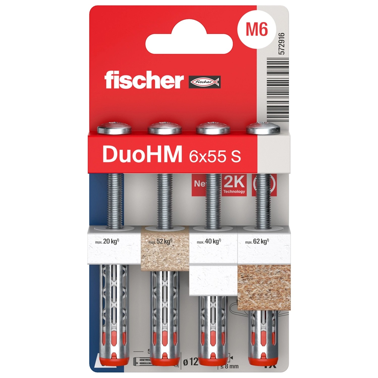 Fischer Hohlraumdübel DuoHM Ø 12 mm x 55 mm 4 Stück