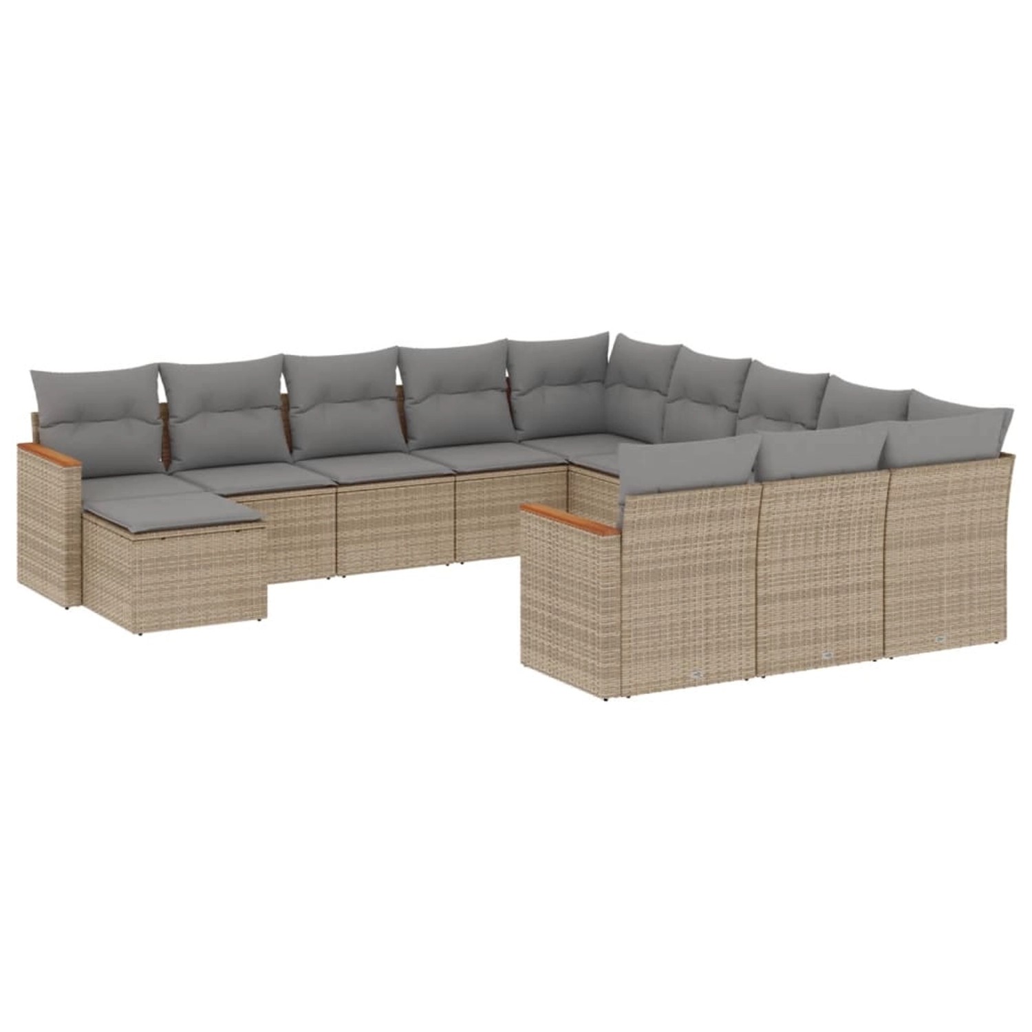 vidaXL 12-Tlg Garten-Sofagarnitur mit Kissen Beige Poly Rattan 3258986 günstig online kaufen
