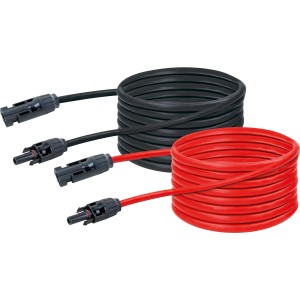 Schwaiger Solar-Verlängerungskabel, 5 m, rot und schwarz, mit wasserdichter Stecker-Kupplung für Solaranlagen.