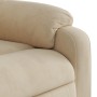 Detailansicht: Cremefarbener Massagesessel mit Aufstehhilfe aus Mikrofaser.
