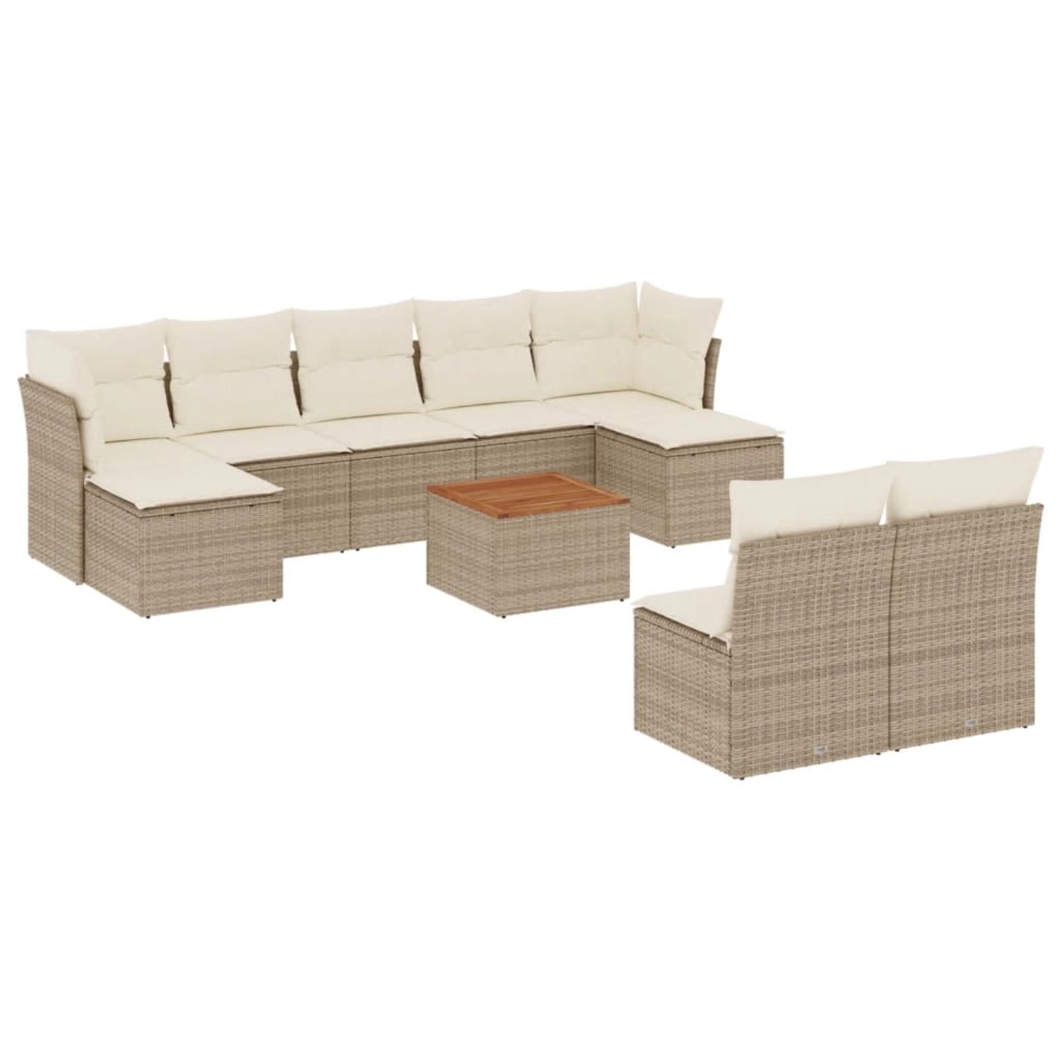 vidaXL 10-Tlg Garten-Sofagarnitur mit Kissen Beige Poly Rattan 3223860 günstig online kaufen