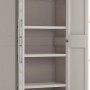 KIS Kunststoffschrank Gulliver, sandbeige, mit 4 Böden, geöffnet. Regalsystem für Keller, Garage & Abstellraum.