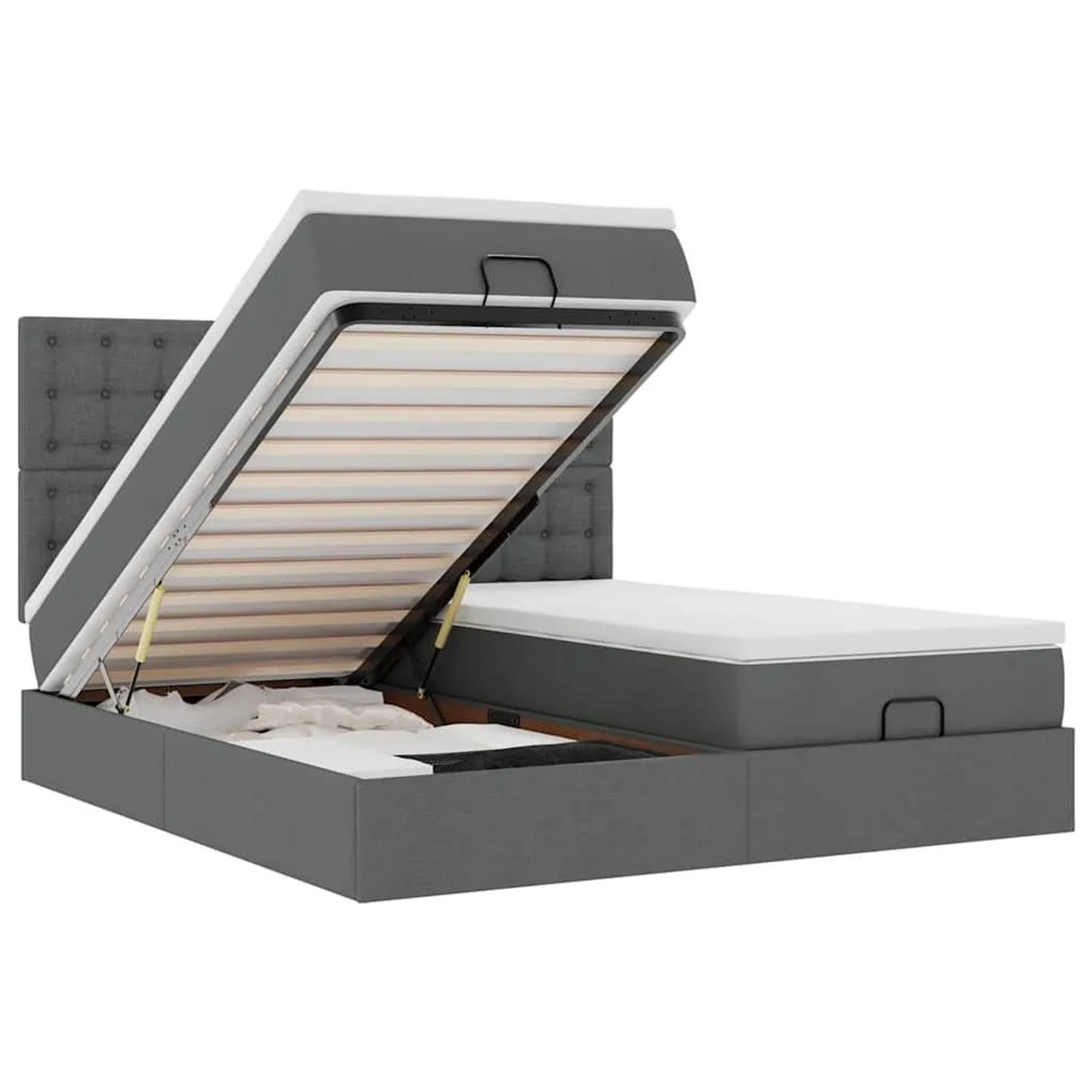 vidaXL Ottoman-Bett mit Matratzen Dunkelgrau 160x200 cm Stoff 3313728