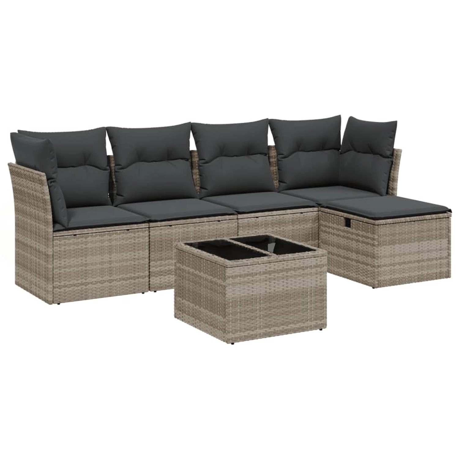vidaXL 6-Tlg Garten-Sofagarnitur mit Kissen Hellgrau Poly Rattan 3263148 günstig online kaufen
