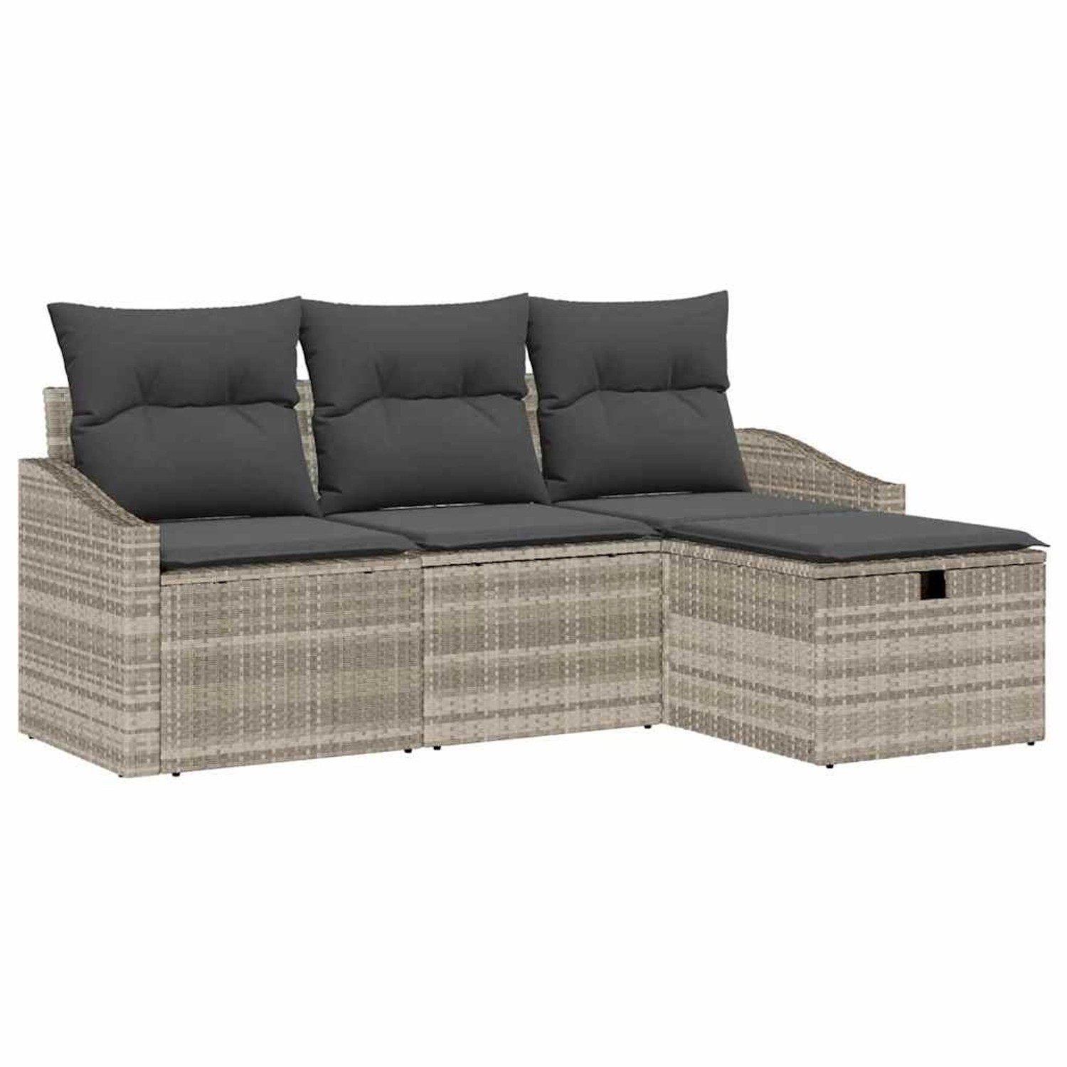 vidaXL Garten-Sofa-Set mit Kissen 4-Tlg Hellgrau Poly Rattan 3360583 günstig online kaufen