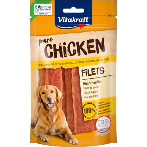 Vitakraft Pur Hühnchenfilet für Hunde, 80g Packung. Hunde-Kaustreifen aus 100% Hühnchen.