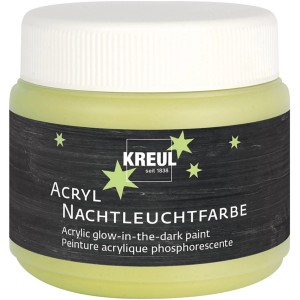 Kreul Acryl Nachtleuchtfarbe Gelb, 150ml Dose. Acrylfarbe mit Leuchteffekt für Bastelarbeiten.