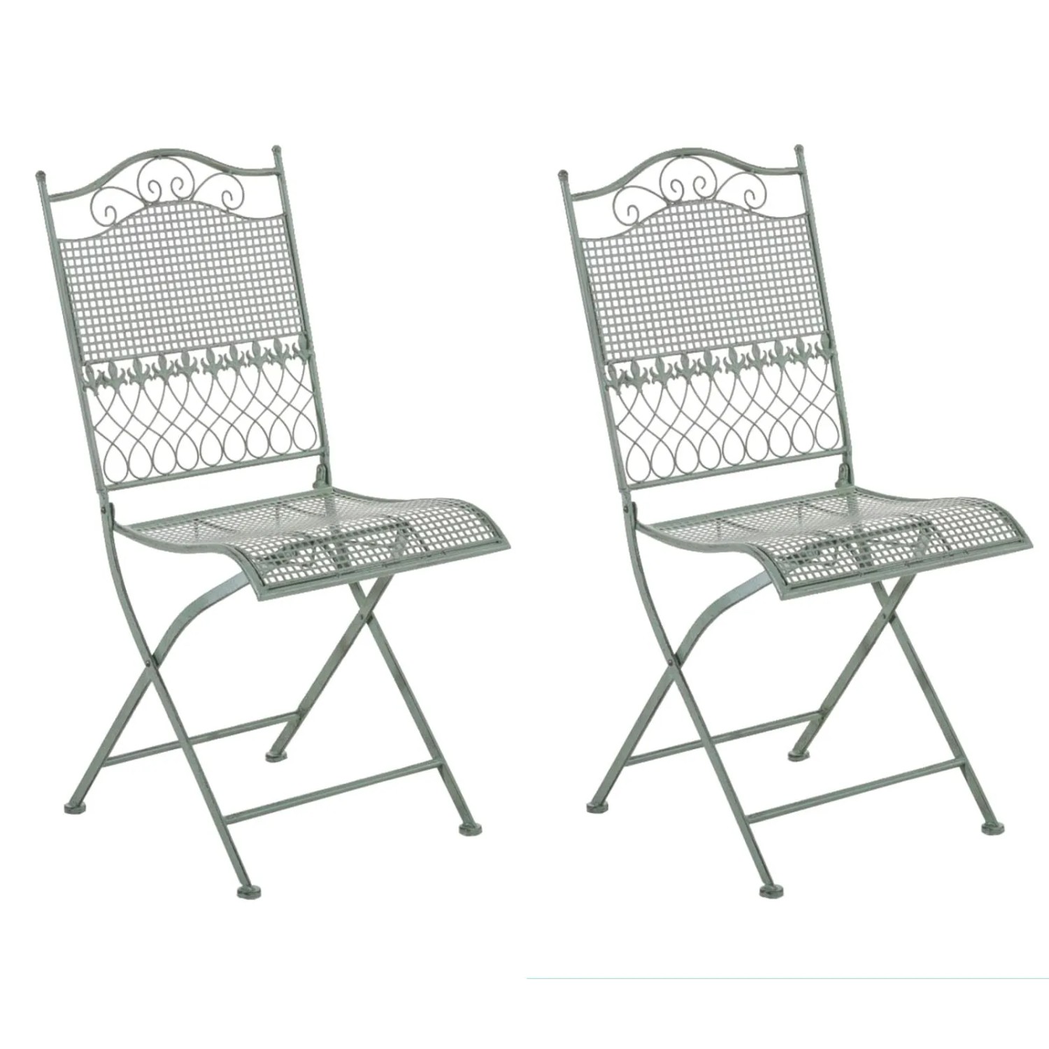 DELUKE 2er Set Gartenstühle DALLAS Metall Antik-Grünfarbig 41x50x91cm Klappbar Balkonstuhl Terrasse Garten