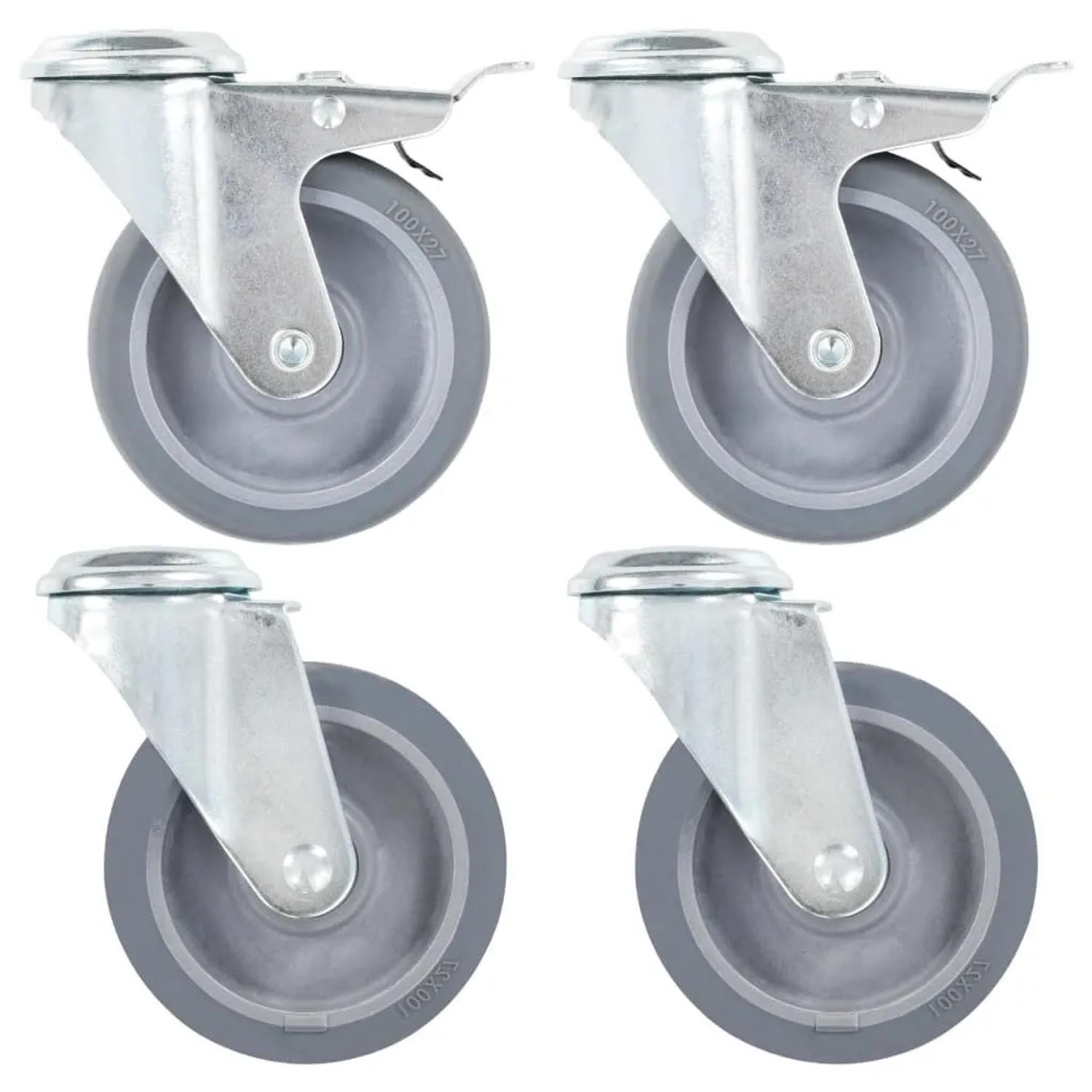 vidaXL Lenkrollen mit Bolzenloch 4 Stk 100 mm 143432