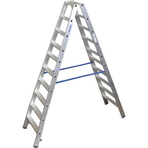 Krause Stabilo Stufen-Doppel-Leiter mit 2x10 Stufen, aus Aluminium, für hohe Belastungen.
