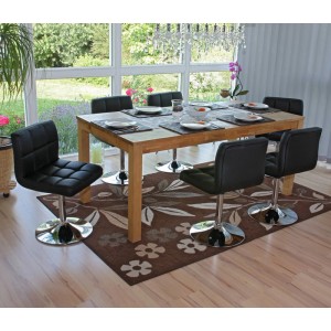 MCW Esszimmerstuhl Cadiz 6er-Set Schwarz mit Kunstlederbezug und verchromtem Gestell.