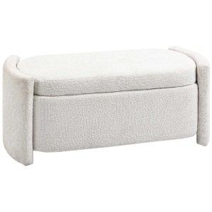 Cremefarbene HOMCOM Sitzbank mit Stauraum und Samtoptik für Wohnzimmer.